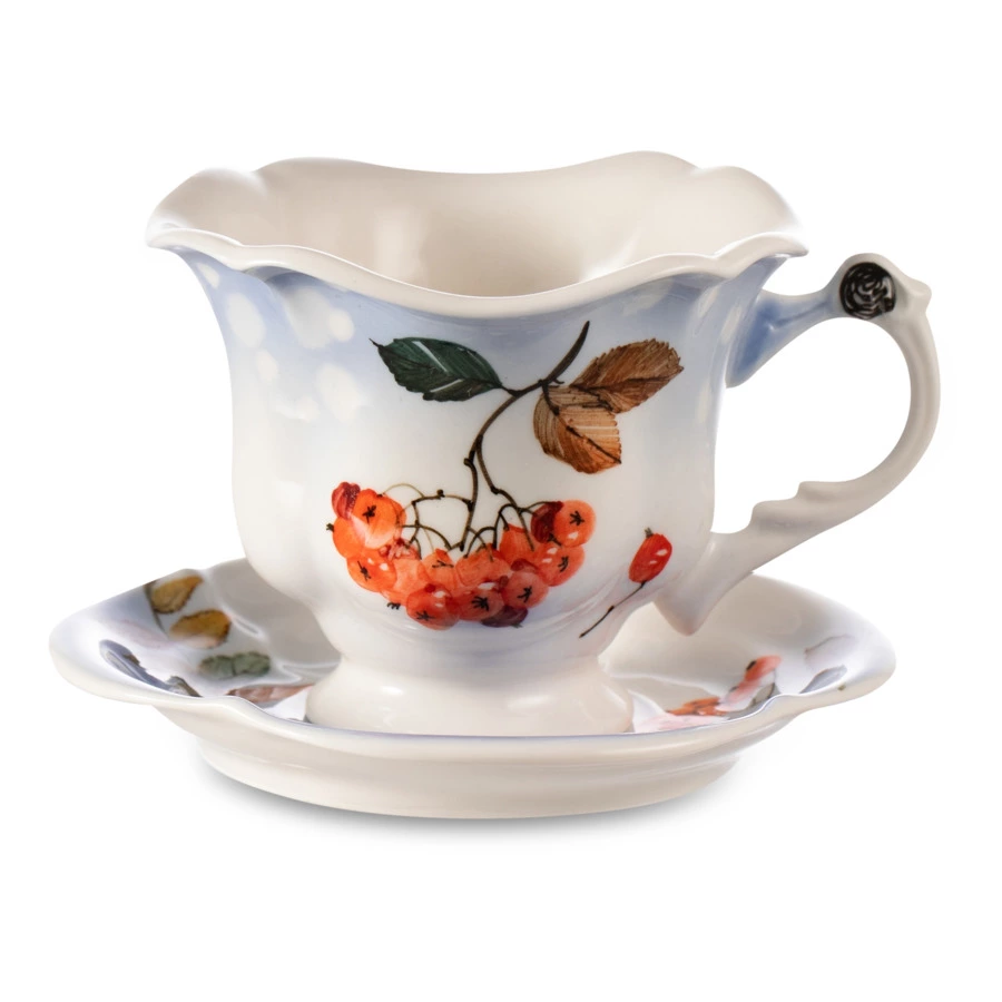 Сервиз Тет-а-Тет Терра керамос Снегири, фарфор, подглазурная роспись