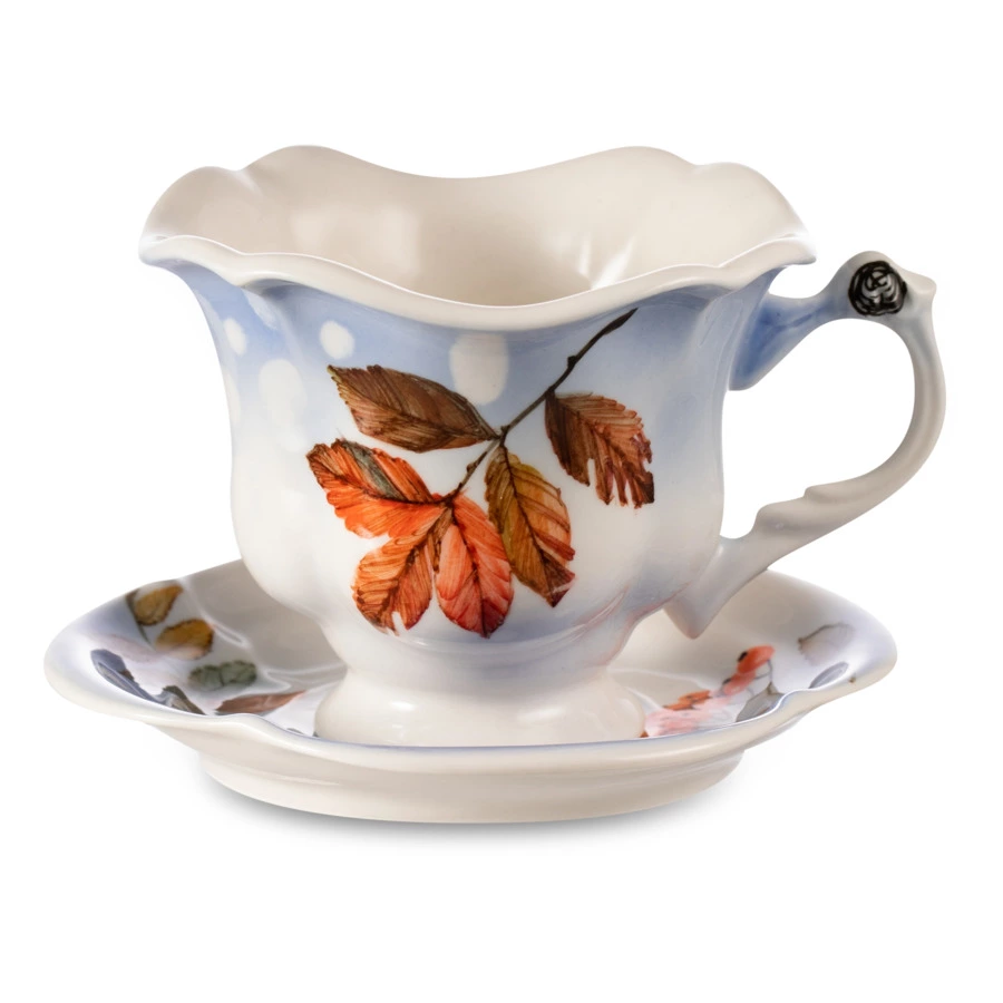 Сервиз Тет-а-Тет Терра керамос Снегири, фарфор, подглазурная роспись