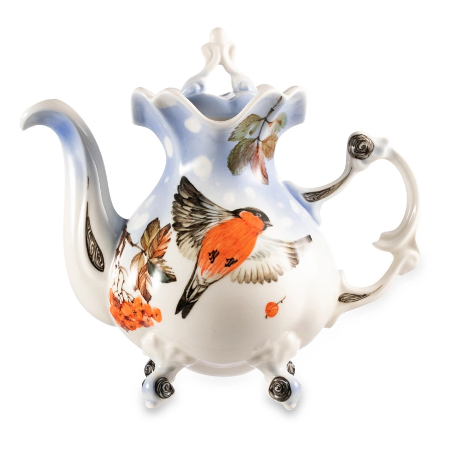 Сервиз Тет-а-Тет Терра керамос Снегири, фарфор, подглазурная роспись