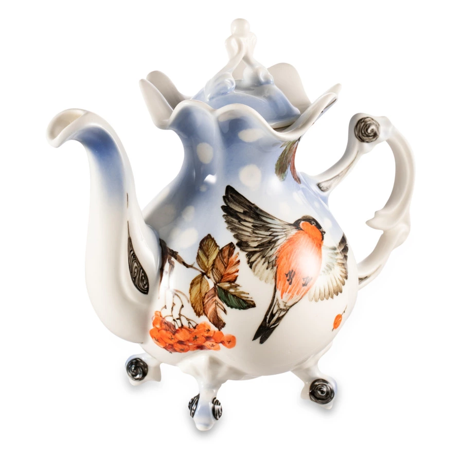 Сервиз Тет-а-Тет Терра керамос Снегири, фарфор, подглазурная роспись