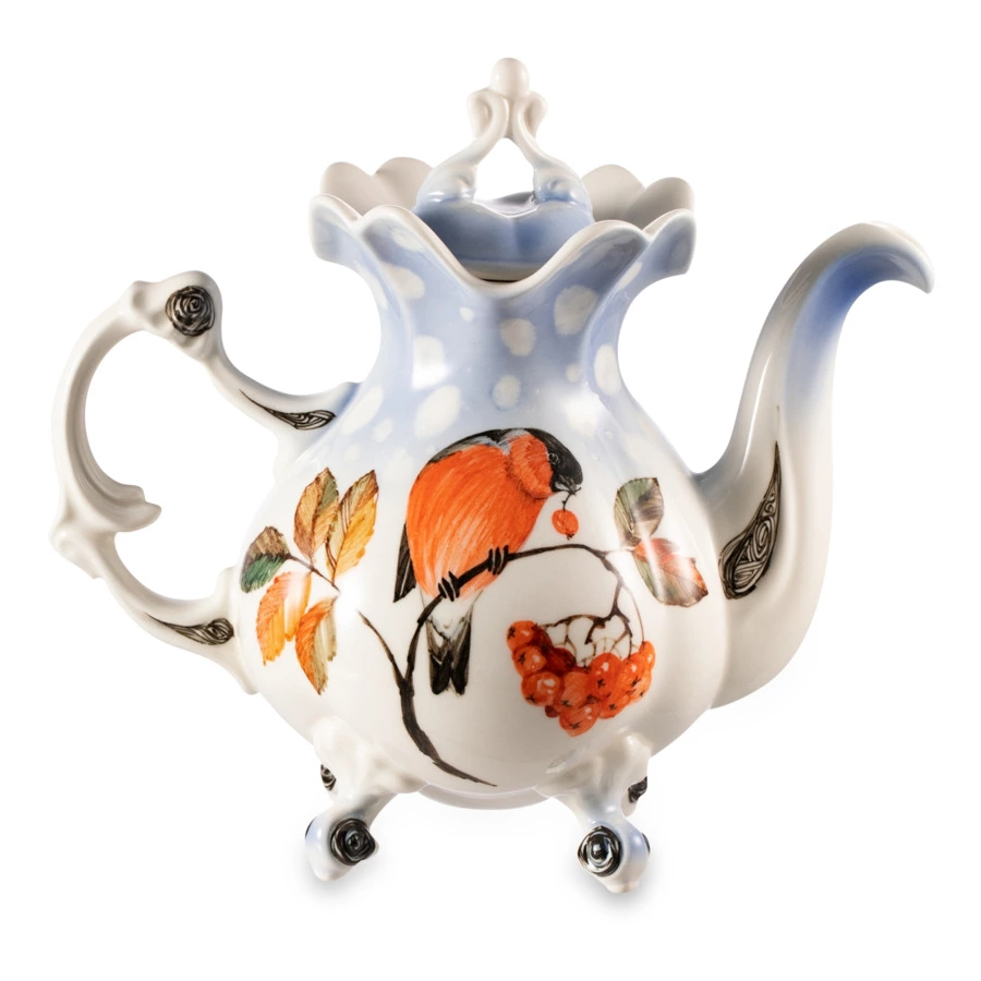 Сервиз Тет-а-Тет Терра керамос Снегири, фарфор, подглазурная роспись