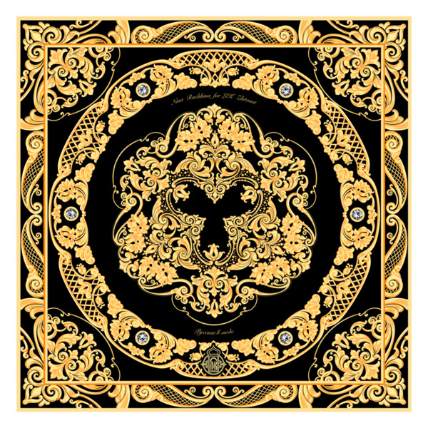 Платок сувенирный МД Нины Ручкиной Златоустовская гравюра 90х90 см, шелк