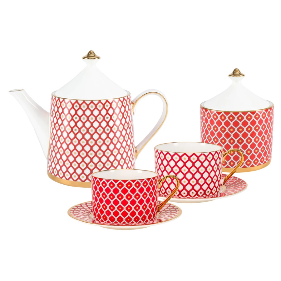 Сервиз чайный ИФЗ Скарлетт Идиллия на 4 персоны 10 предметов, фарфор костяной