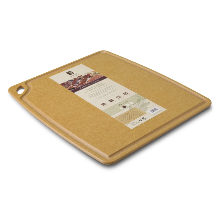 Доска разделочная с желобком Sage 48х40см, древесный композит, (бежевая)