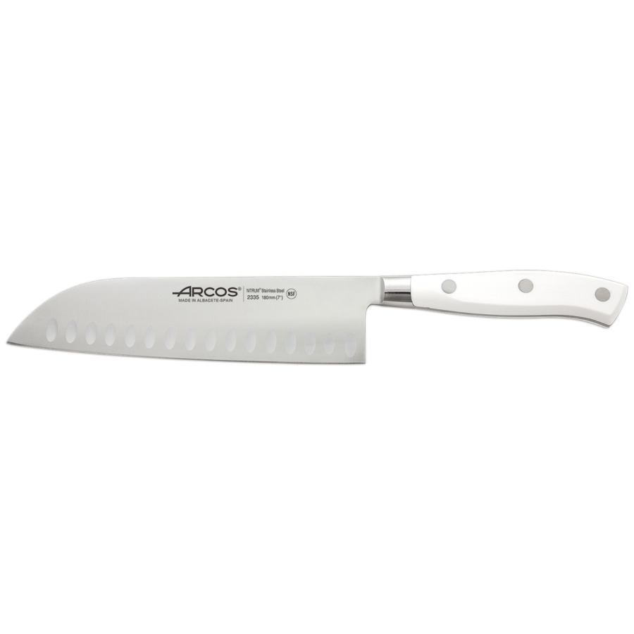 Нож кухонный Сантоку Arcos Riviera Blanca 18см, кованая сталь, (белый) нож кухонный кирицуке arcos manhattan 19см кованая сталь