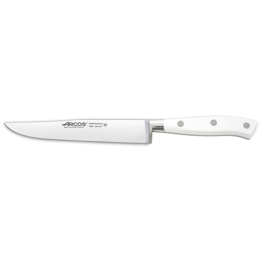 Нож кухонный универсальный Arcos Riviera Blanca 15см, кованая сталь, (белый) нож кухонный сантоку arcos riviera blanca 18см кованая сталь белый