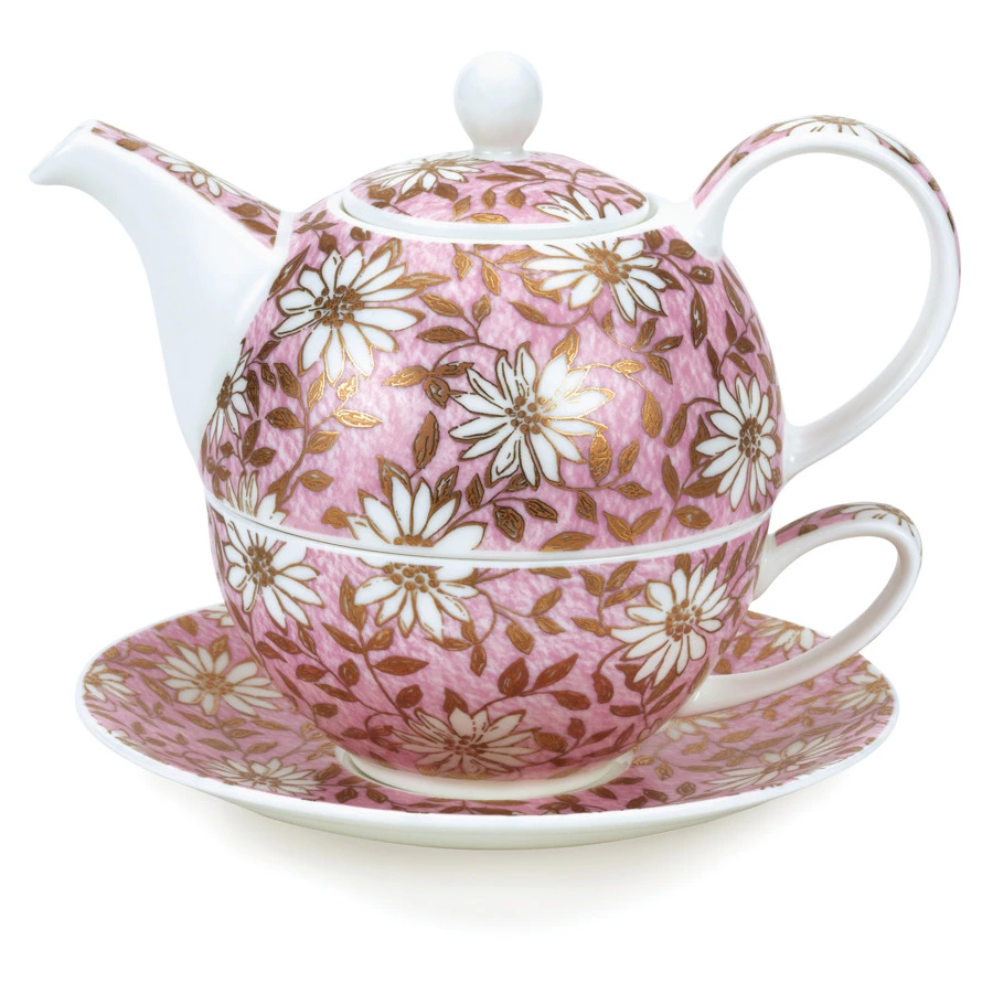 Набор чайный Dunoon Ромашки Эгоист 500 мл, фарфор костяной, розовый