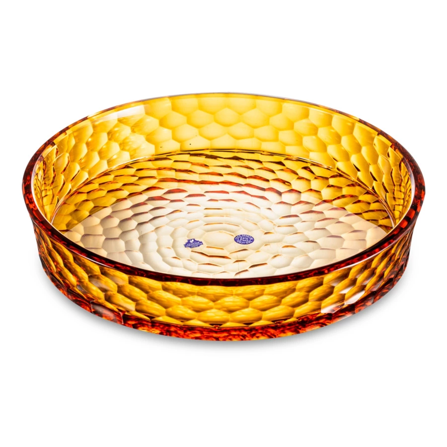 Поднос ГХЗ Царский 32,5 см, хрусталь, янтарный