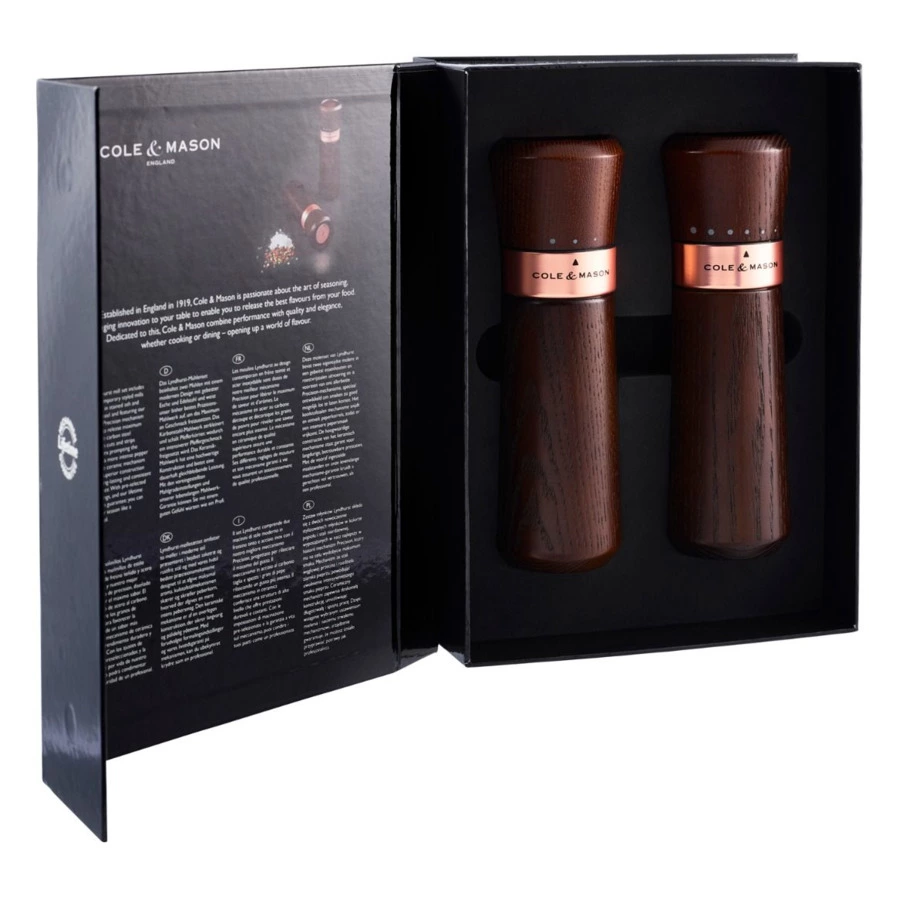 Набор мельниц для соли и перца Cole & Mason Lyndhurst Chestnut & Rose Gold 18,5 см, 2 шт