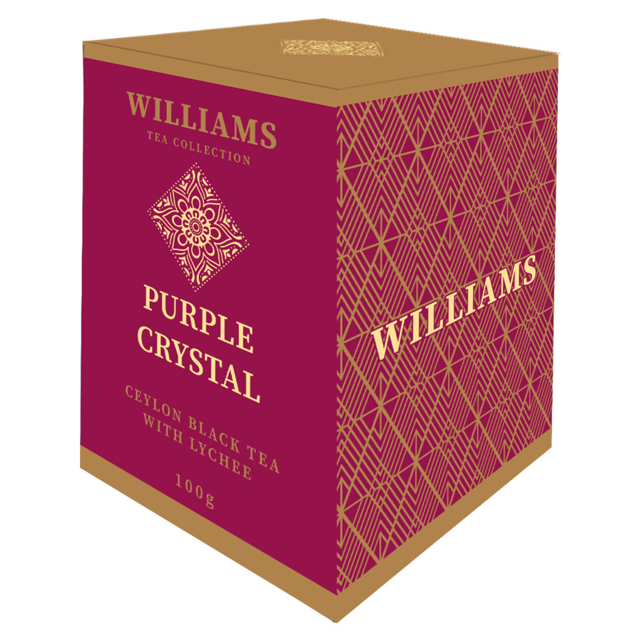 цена Чай черный цейлонский WILLIAMS Пурпурный Кристаллс лепестками сафлора и личи 100гр.