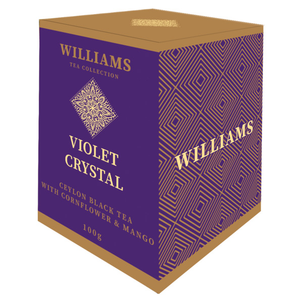 Чай черный цейлонский WILLIAMS Фиолетовый Кристалл с лепестками василька и кусочками манго 100 г