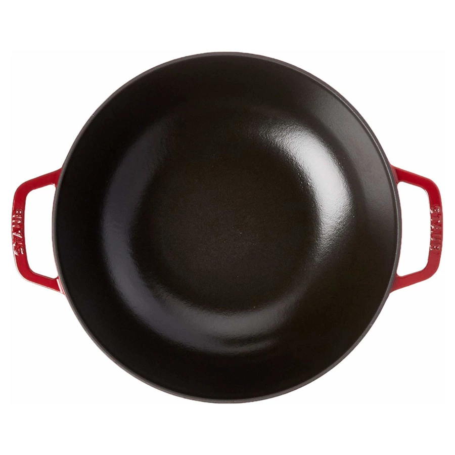 Вок со стеклянной крышкой Staub 30см, 4,4л, вишневый, чугун, для индукции, духовки