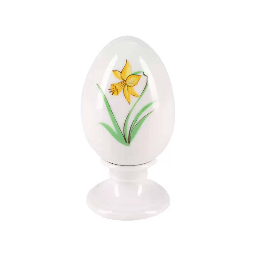 Яйцо пасхальное на подставке ИФЗ Нева Желтый нарцисс 8,2 см, фарфор твердый