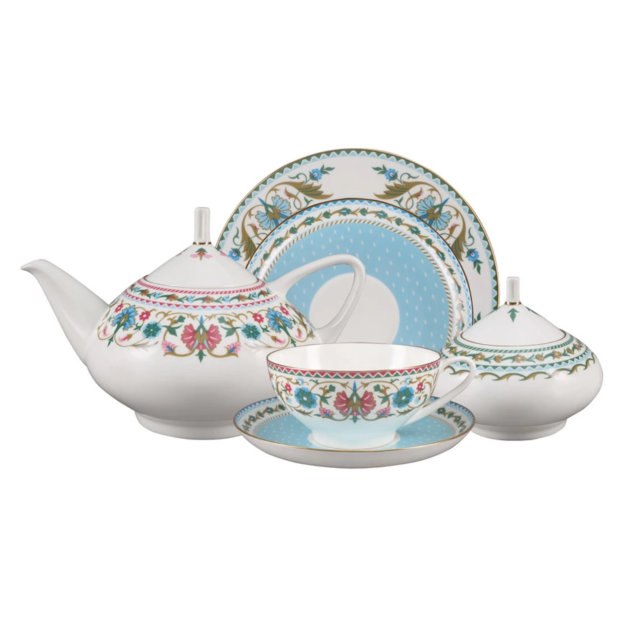 Сервиз чайный ИФЗ Восточная вязь Купольная на 6 персон 20 предметов, фарфор твердый