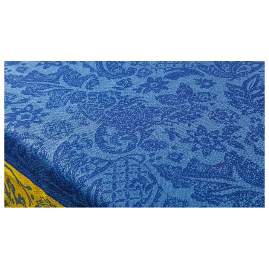 Скатерть прямоугольная Яковлевский Жаккард Бабочки 170х240см синяя с желтой каймой, полулен