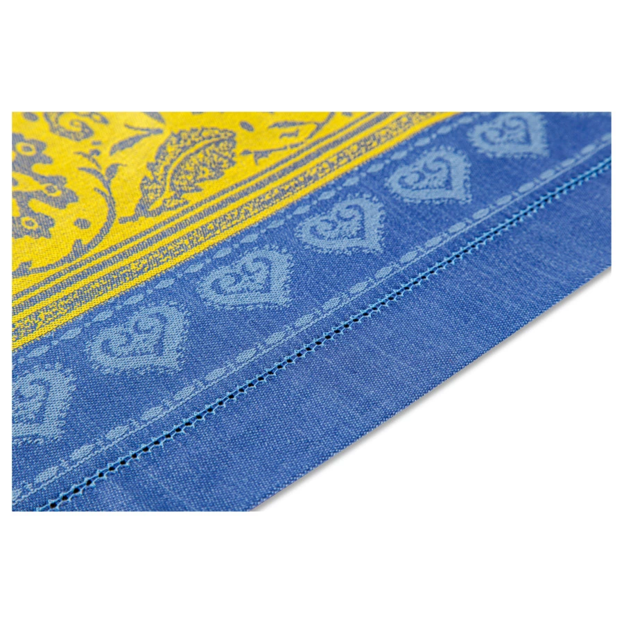 Скатерть прямоугольная Яковлевский Жаккард Бабочки 170х240см синяя с желтой каймой, полулен