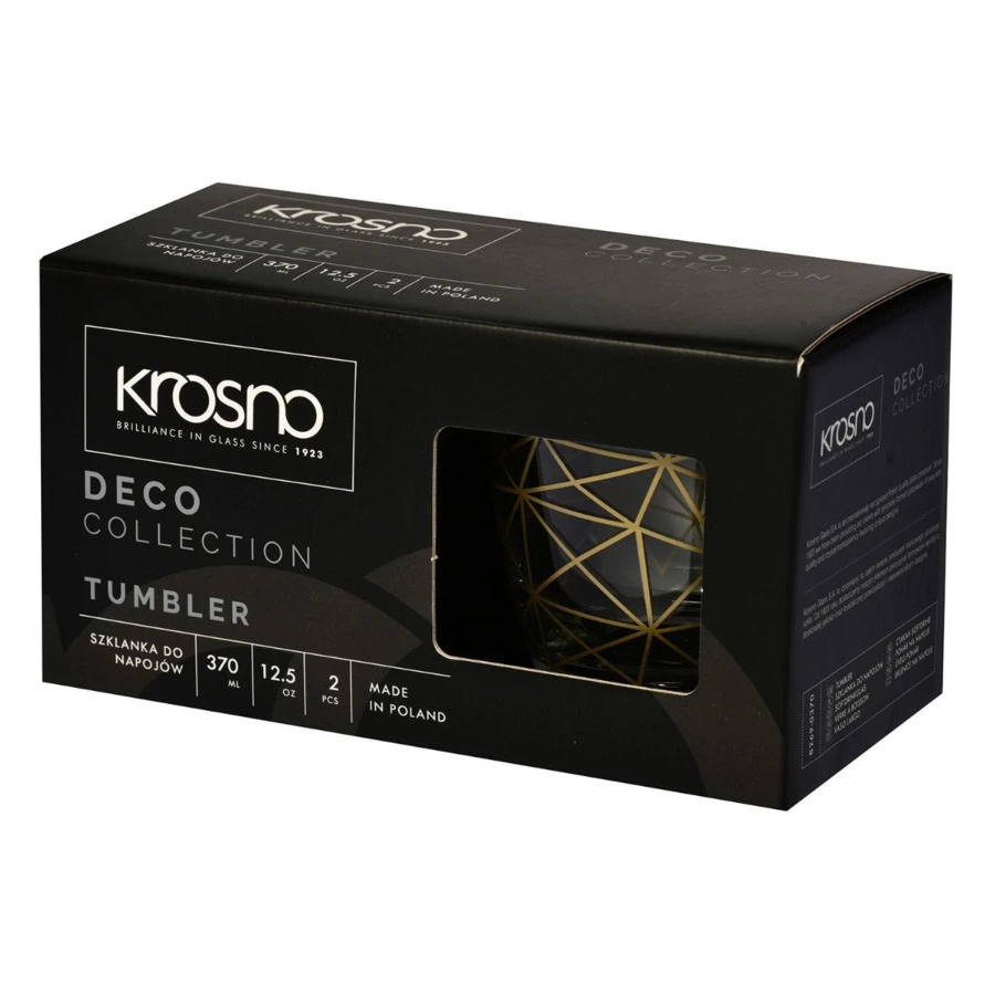Набор бокалов для воды Krosno Золотая нить 370 мл, 2 шт