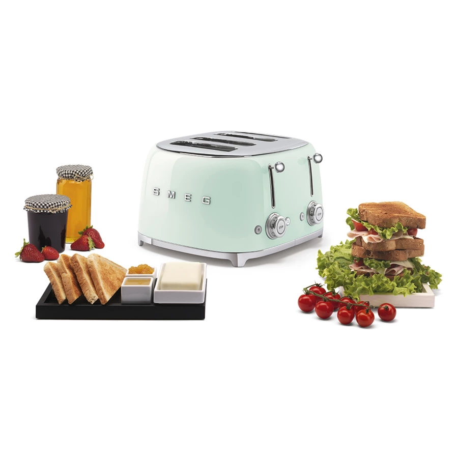 Тостер на 4 ломтика SMEG TSF03PGEU, 2100 Вт, пастельный зеленый