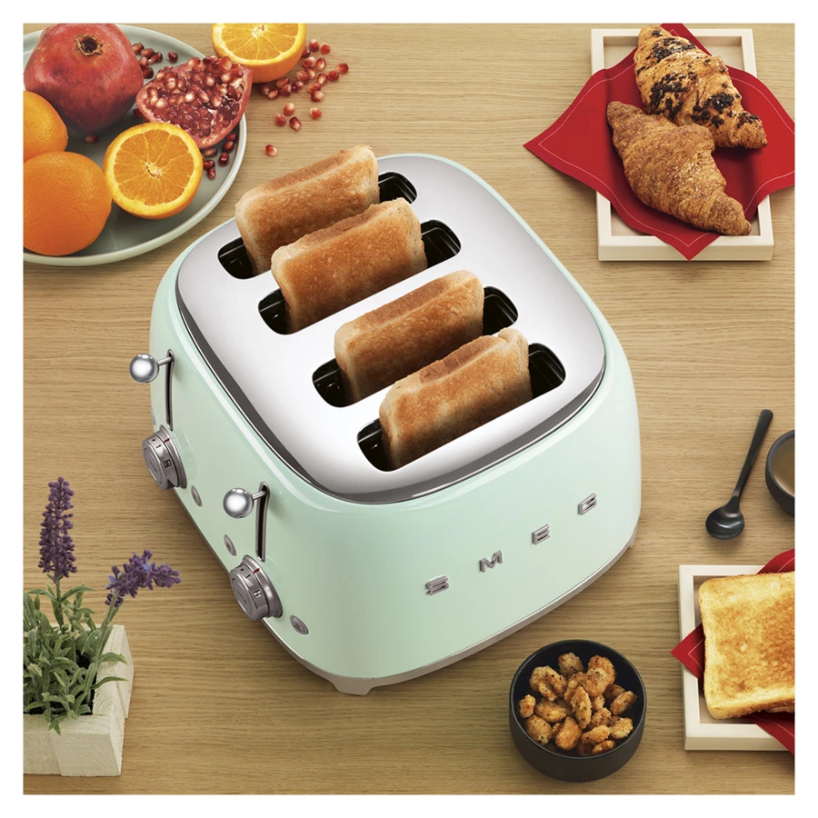 Тостер на 4 ломтика SMEG TSF03PGEU, 2100 Вт, пастельный зеленый