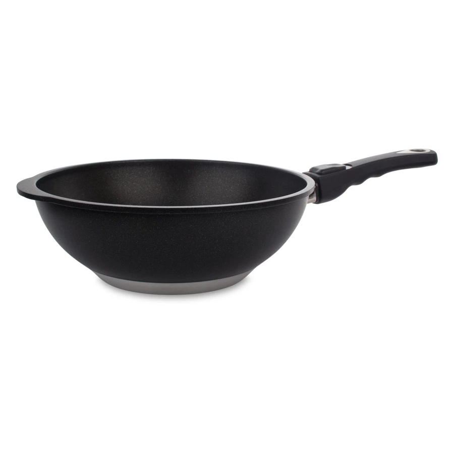 Сковорода Вок антипригарная для индукции со съемной ручкой АМТ 26х11 см, алюминий