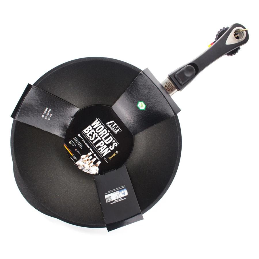 Сковорода Вок для индукции со съемной ручкой АМТ 32х11 см, алюминий