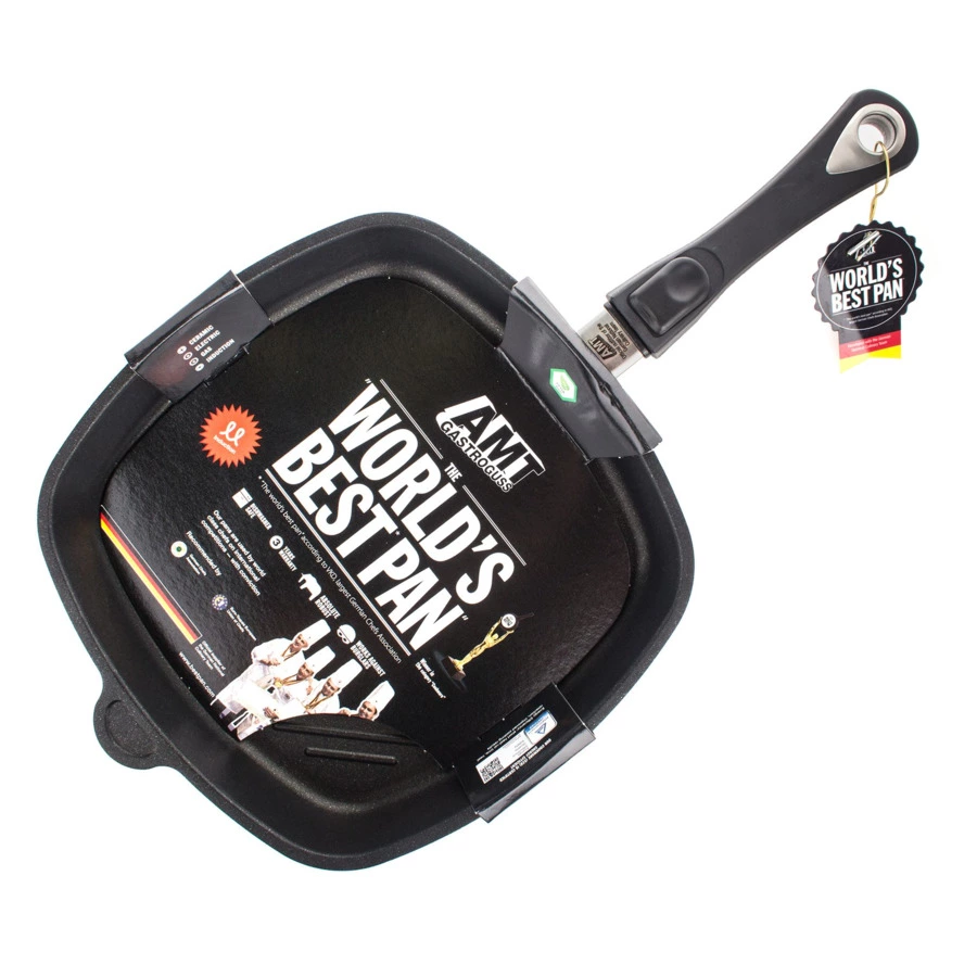 Сковорода гриль для индукции со съемной ручкой антипригарная АМТ 26х26х4 см, алюминий