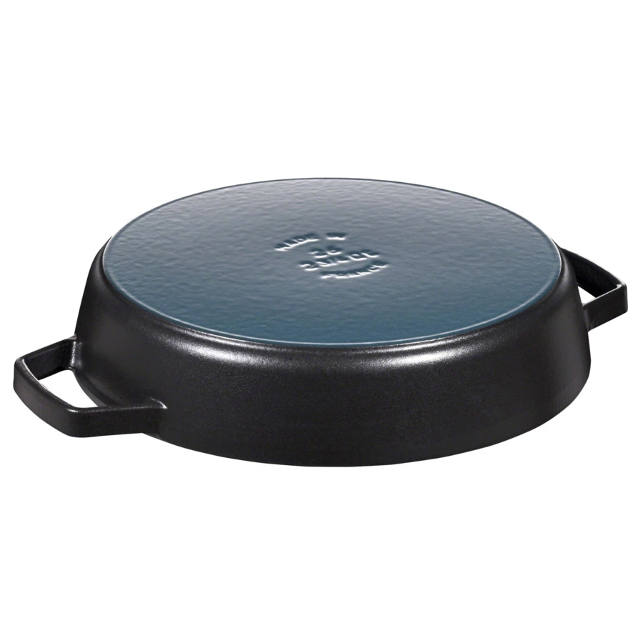 Сковорода с двумя ручками Staub 26 см, черная, чугун, для индукции, духовки, п/к