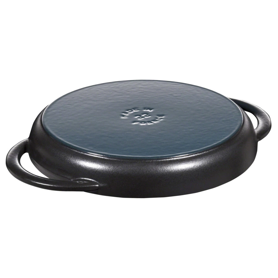 Сковорода для гриля круглая с двумя ручками Staub 22 см, черная, чугун, для индукции, духовки