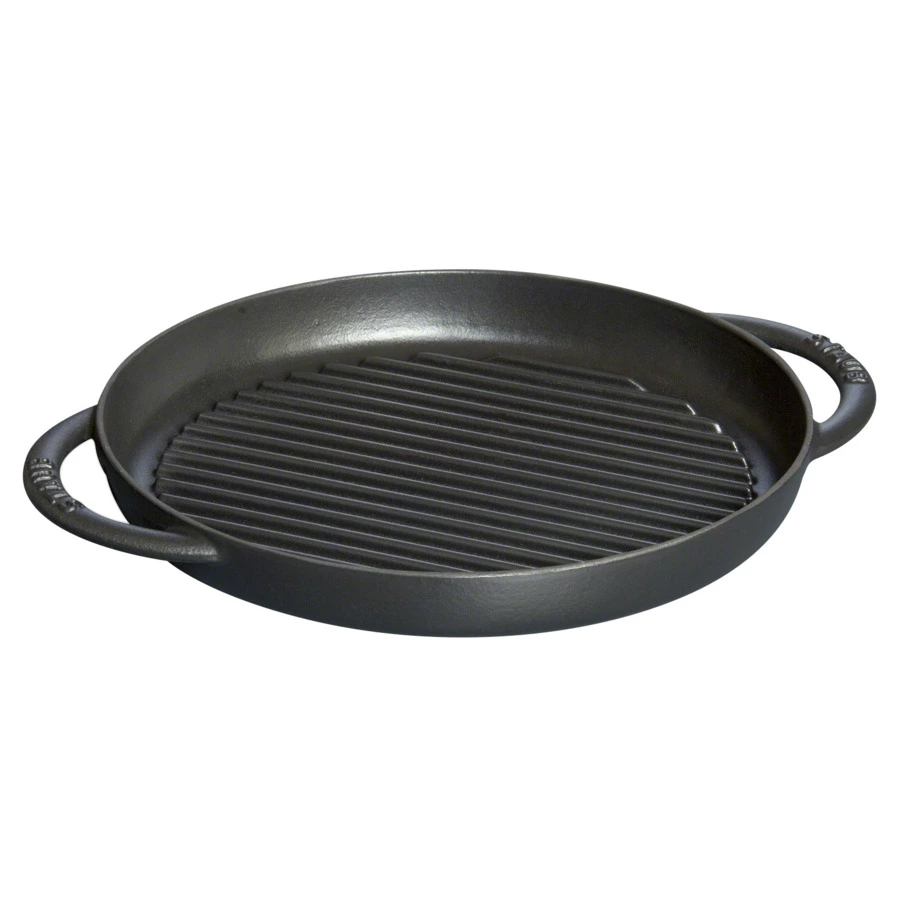 Сковорода для гриля с двумя ручками Staub 26 см, черная, чугун, для индукции, духовки