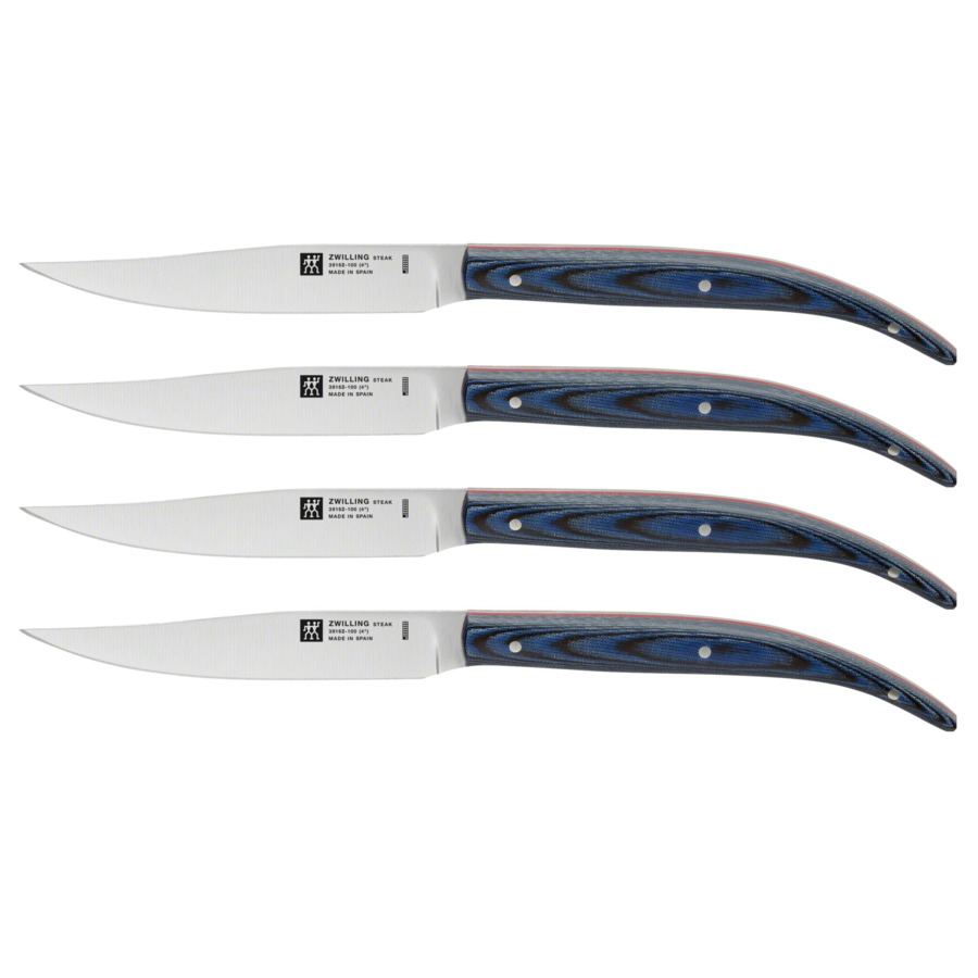 Набор стейковых ножей 4 пр. ZWILLING, с рукояткой из голубой микарты набор кухонных ножей zwilling 3 пр four star 665719