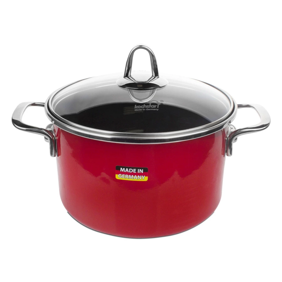 Кастрюля высокая эмалированная KOCHSTAR 1,9л 16см (красный)