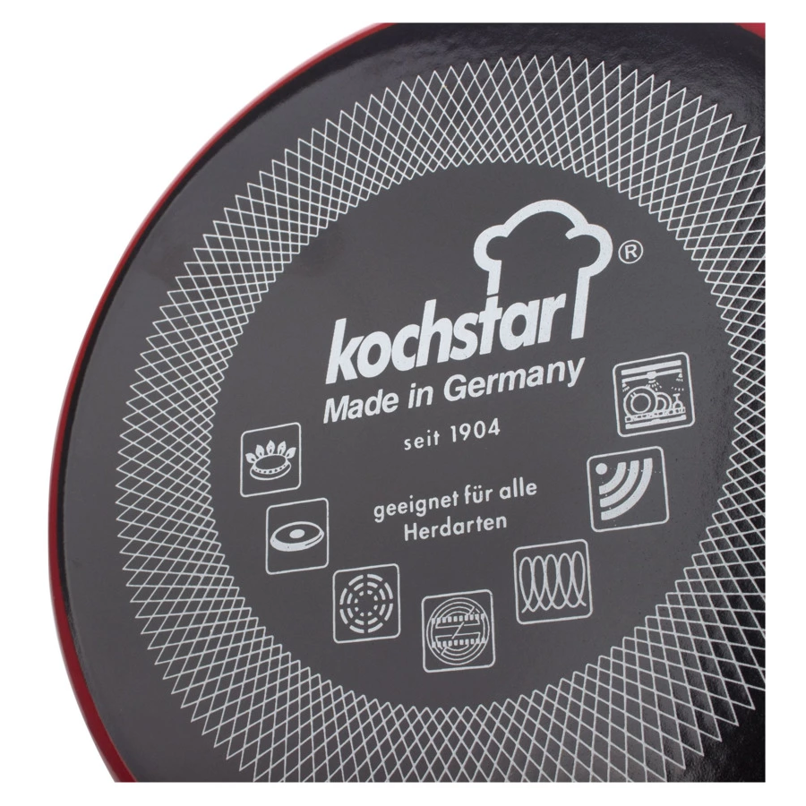 Кастрюля высокая эмалированная с крышкой KOCHSTAR 3,7 л 20 см, красная