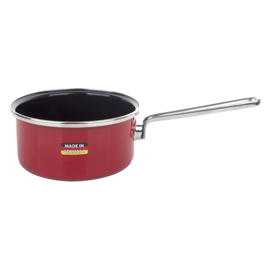 Ковш эмалированный со стеклянной крышкой KOCHSTAR 1,4 л, 16 см, красный