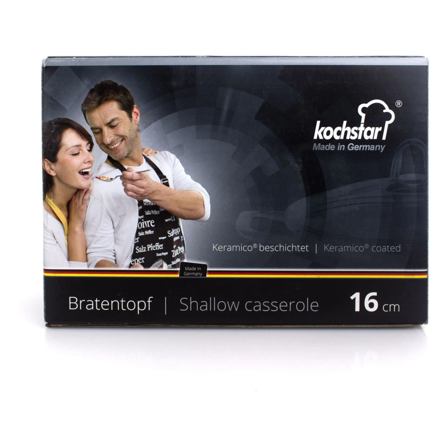 Ковш эмалированный со стеклянной крышкой KOCHSTAR 1,4 л, 16 см, красный