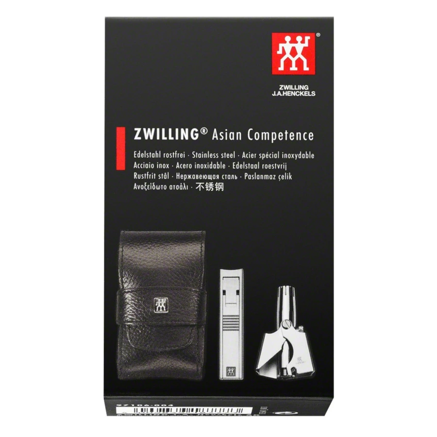 Набор маникюрный мужской Zwilling Beauty Premium 3 предмета с щипчиками, сталь матовая, черный