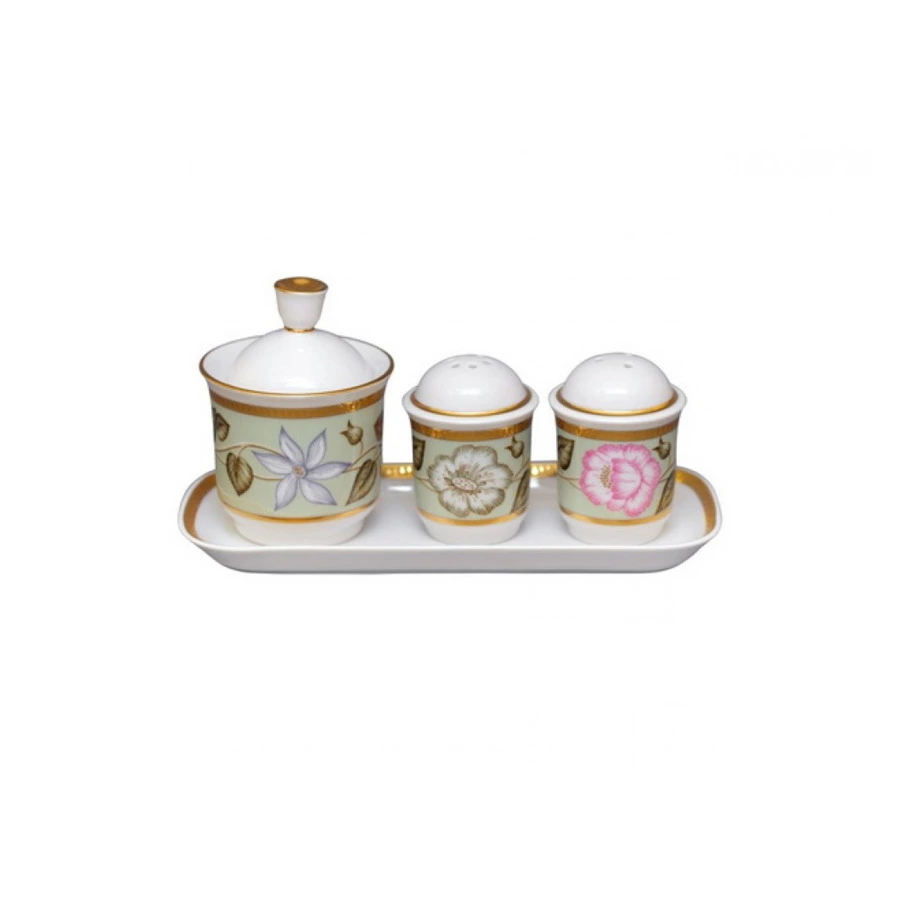 Набор для специй ИФЗ Нефритовый фон Банкетная 4 предмета, фарфор твердый