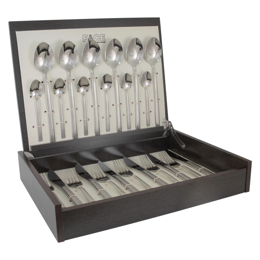 Набор столовых приборов Face Santril на 6 персон 24 предмета,  деревянная коробка