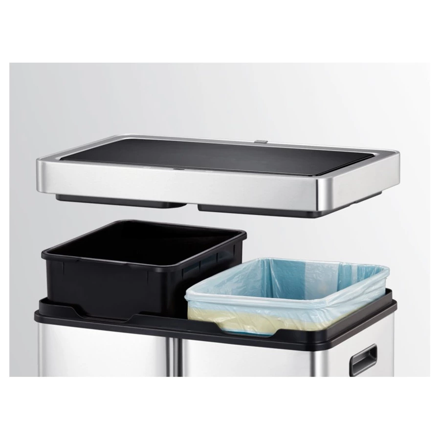 Ведро для мусора сенсорное EKO с тремя емкостями 30 л, 15 л, 15 л, сталь нержавеющая