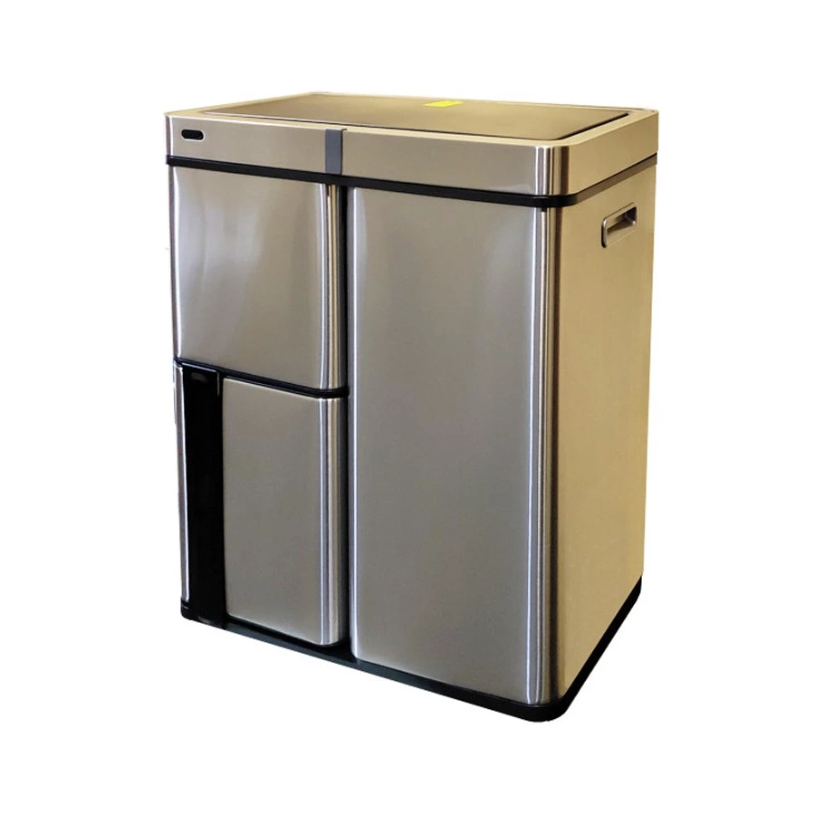 Ведро для мусора сенсорное EKO с тремя емкостями 30 л, 15 л, 15 л, сталь нержавеющая