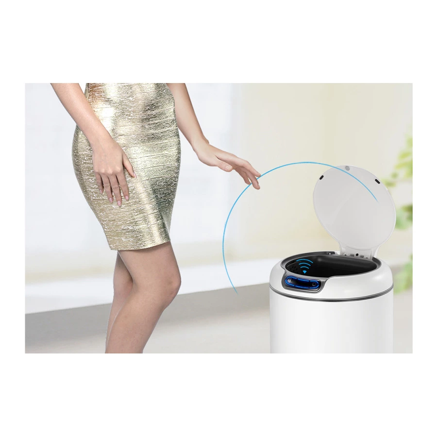 Ведро для мусора сенсорное EKO Galleria 12 л, сталь нержавеющая, белое