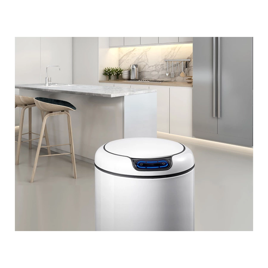 Ведро для мусора сенсорное EKO Galleria 9 л, сталь нержавеющая белое