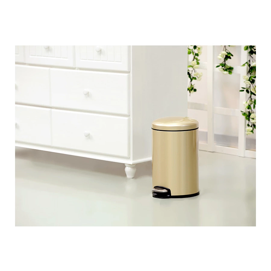 Ведро для мусора с педалью EKO Maggey 8 л, сталь нержавеющая, золотая шампань