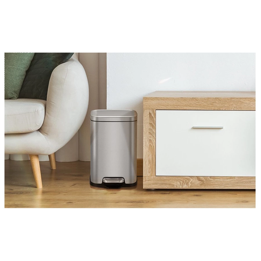 Ведро для мусора с педалью EKO Stella 6 л, сталь нержавеющая