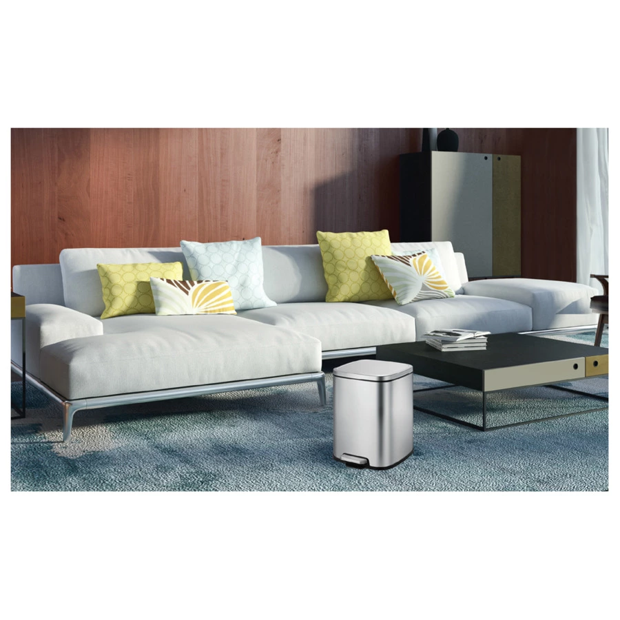 Ведро для мусора с педалью EKO Stella 6 л, сталь нержавеющая