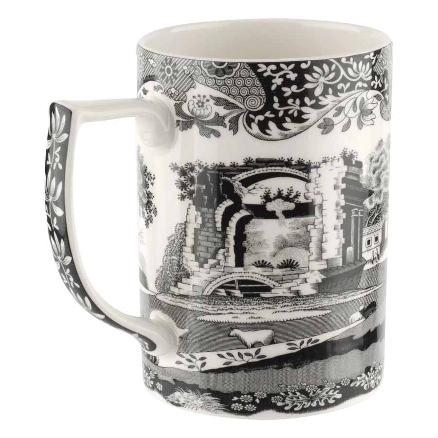 Набор кружек с чайными ложками Spode Черная Италия 340 мл, 2шт, лимитированный выпуск