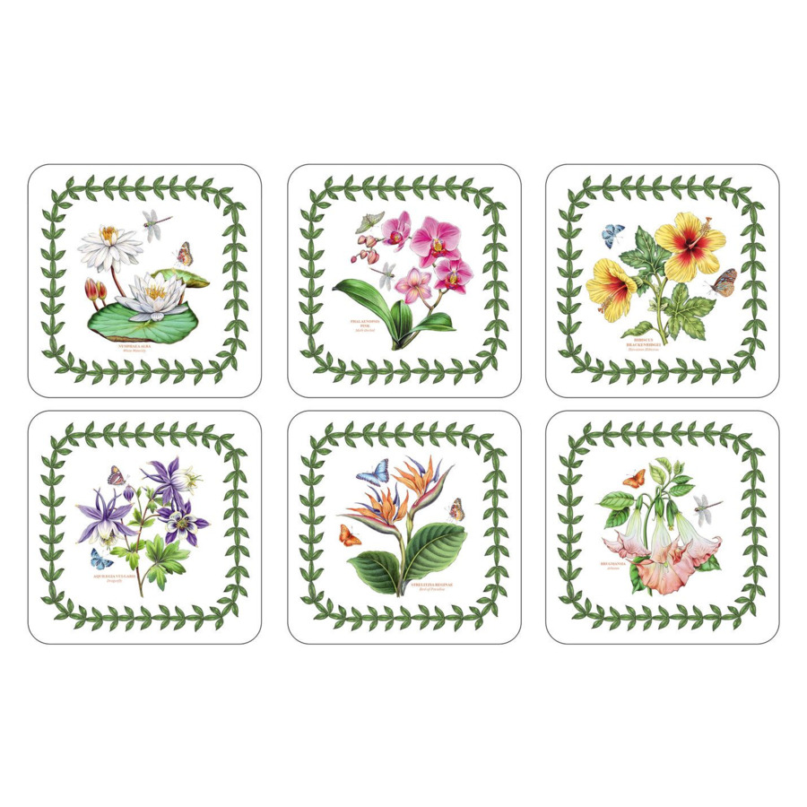 Набор подставок для бокалов Pimpernel Ботанический сад. Экзотические цветы 10х10 см, 6 шт, пробка