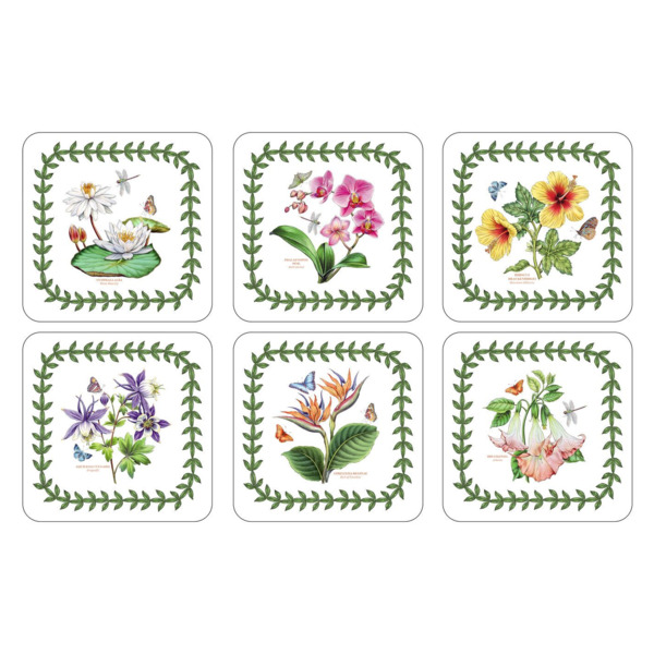 Набор подставок для бокалов Pimpernel Ботанический сад. Экзотические цветы 10х10 см, 6 шт, пробка