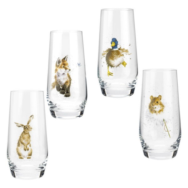 Набор стаканов Royal Worcester "Забавная фауна" (зайка, мышка, лисичка и утка) 550мл, 4шт