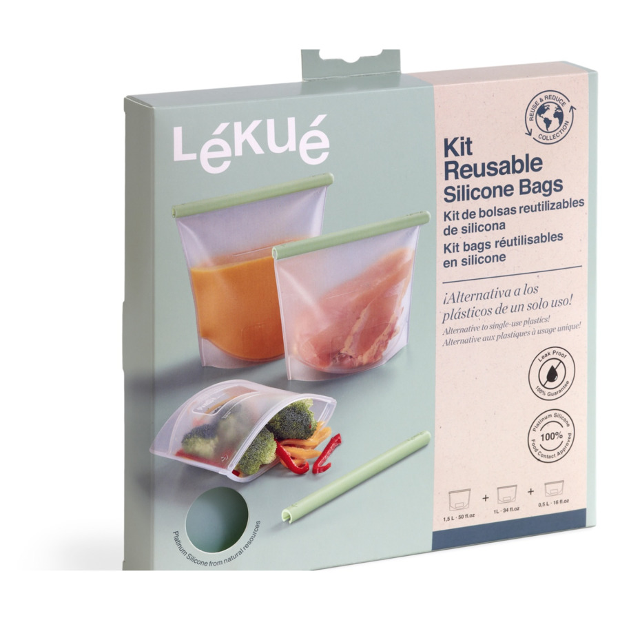 Набор силиконовых пакетов с зажимом Lekue 3шт