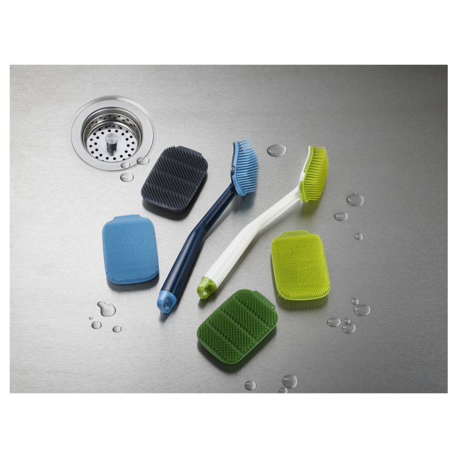 Щетка для мытья посуды с запасной насадкой Joseph Joseph, "CleanTech", синяя